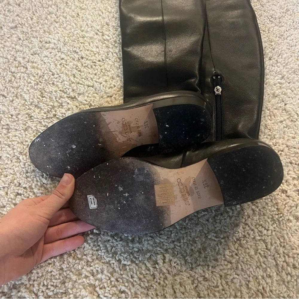 Jimmy Choo black leather riding boots